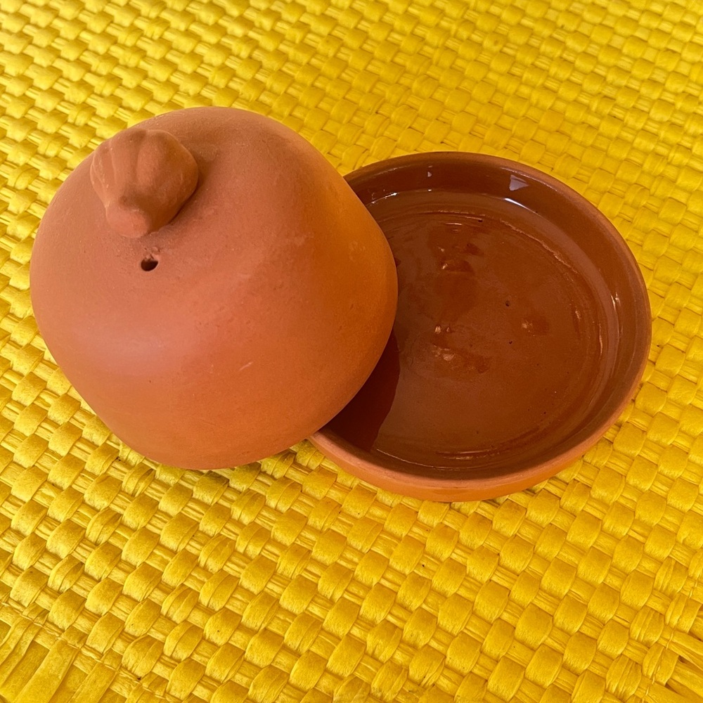 Terra cotta pottery ceramic farmhouse chic butter dish cottage core homestead